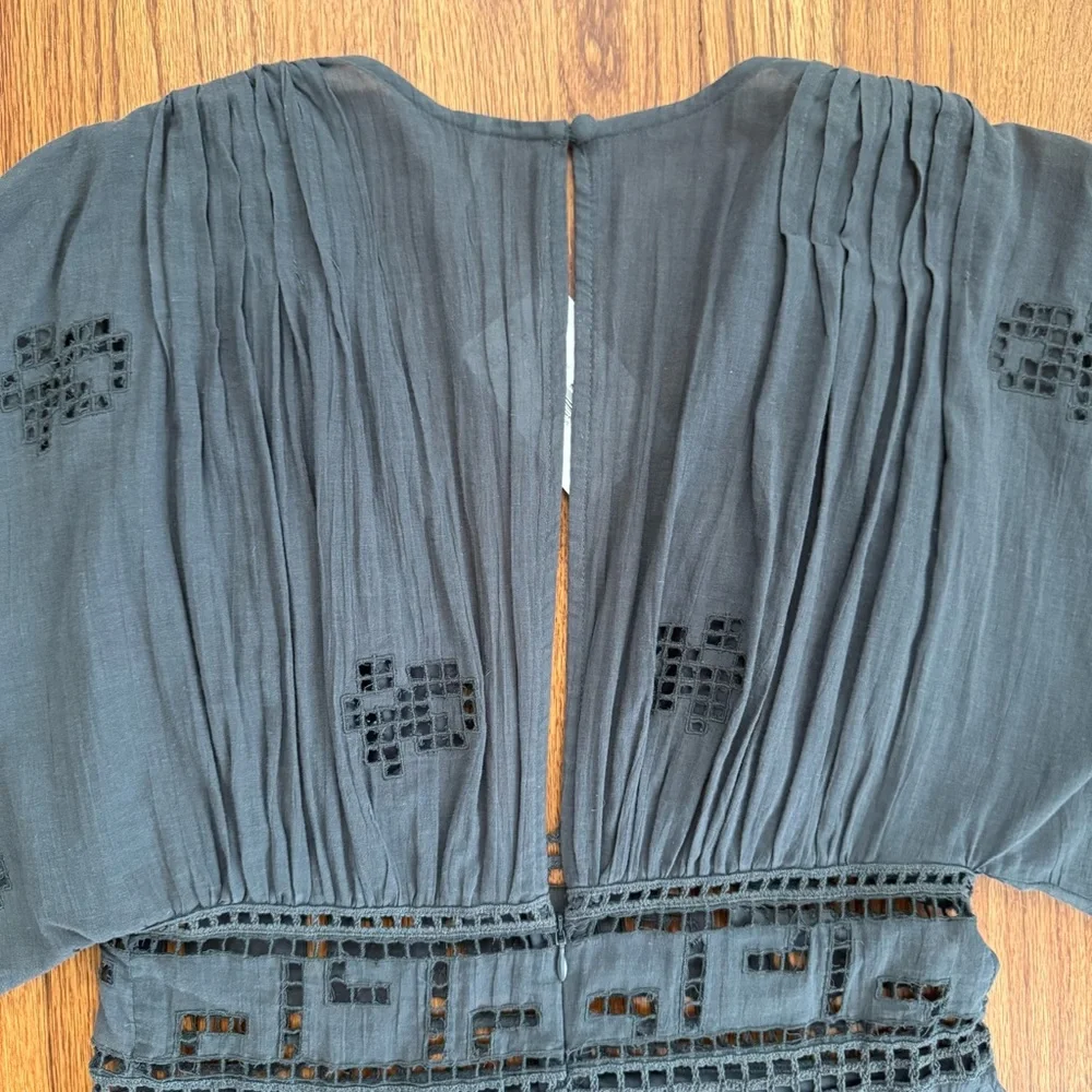 NWT Free People Tea Time Embroidered Dress in Charcoal size 4 - Picture 10 of 16